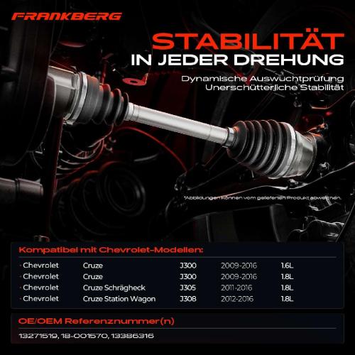 1x Antriebswelle Vorderachse Links für Chevrolet Cruze J300 1.6L 1.8L 2009-2016 Bild 1x Antriebswelle Vorderachse Links für Chevrolet Cruze J300 1.6L 1.8L 2009-2016