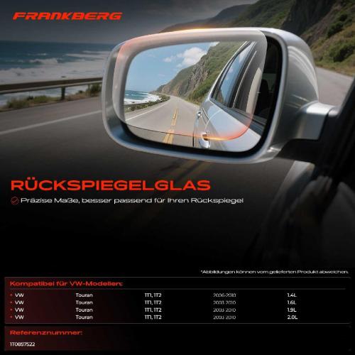 1x Spiegelglas Außenspiegel rechts für VW Touran 1T1 1T2 1.4L 1.6L 1.9L 2.0L 2003-2010 Bild 1x Spiegelglas Außenspiegel rechts für VW Touran 1T1 1T2 1.4L 1.6L 1.9L 2.0L 2003-2010