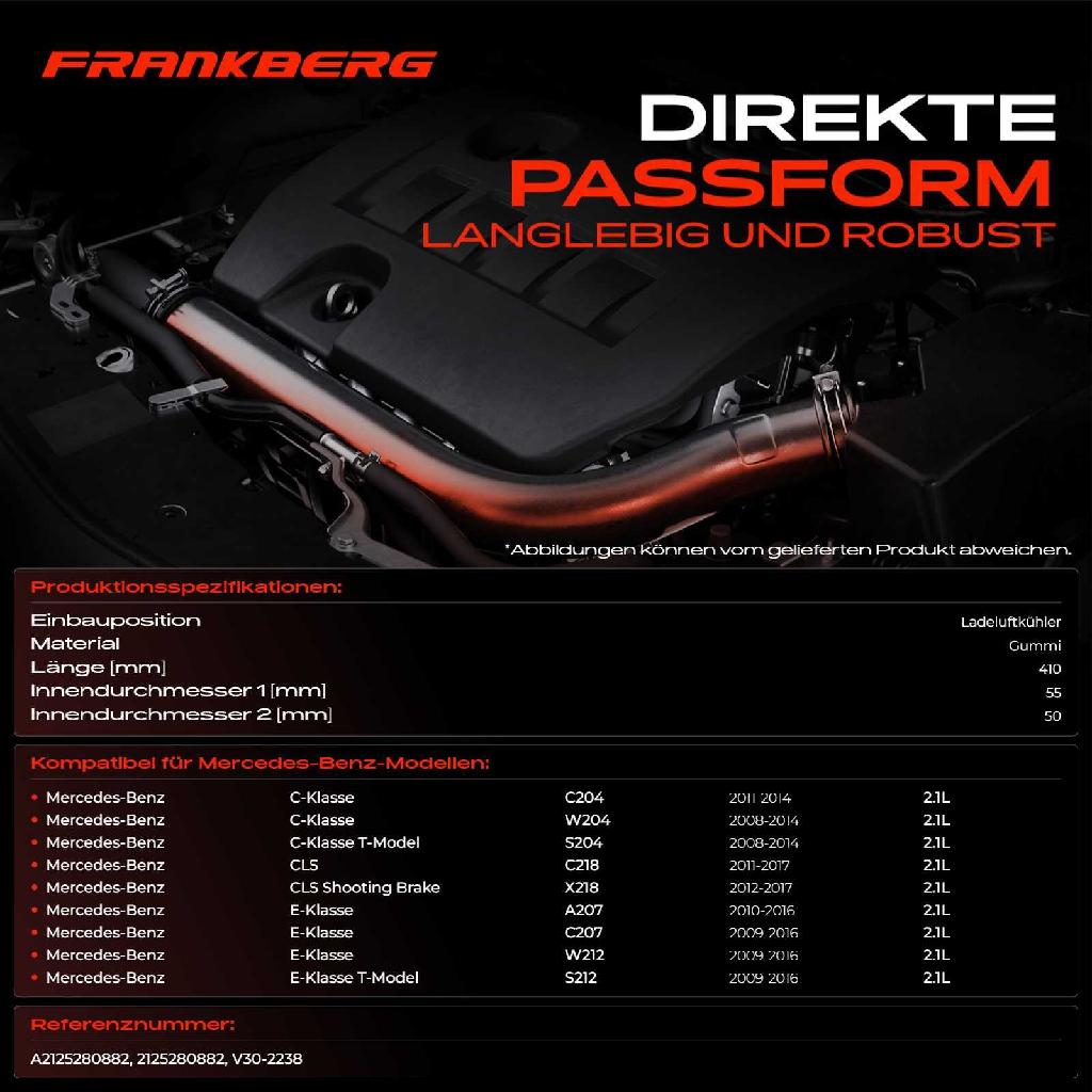 1x Kühlerschlauch Turboschlauch für Mercedes-Benz C-Klasse Coupe W204 C204 S204 C218 X218 W212 C207 S212