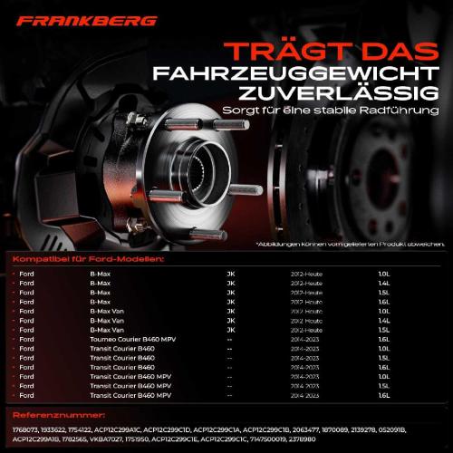 Frankberg 2x Radnabe Radlagersatz Hinterachse beidseitig f r Ford B-Max Van Ecosport Tourneo Courier B460 MPV Transit Bild Frankberg 2x Radnabe Radlagersatz Hinterachse beidseitig f r Ford B-Max Van Ecosport Tourneo Courier B460 MPV Transit