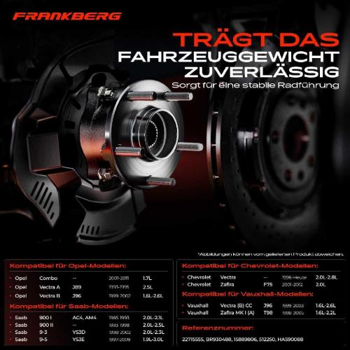 Frankberg 1x Radnabe Radlagersatz Hinterachse beidseitig für Chevrolet Astra Kombi Schrägheck Stufenheck Vectra Zafira Bild Frankberg 1x Radnabe Radlagersatz Hinterachse beidseitig für Chevrolet Astra Kombi Schrägheck Stufenheck Vectra Zafira