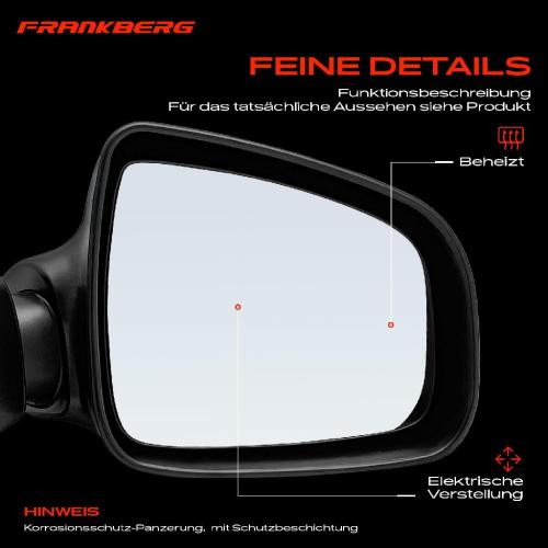 Frankberg 1x Außenspiegel Rechts für Dacia Duster Kasten Logan Express MCV Pick-up Sandero Bild Frankberg 1x Außenspiegel Rechts für Dacia Duster Kasten Logan Express MCV Pick-up Sandero