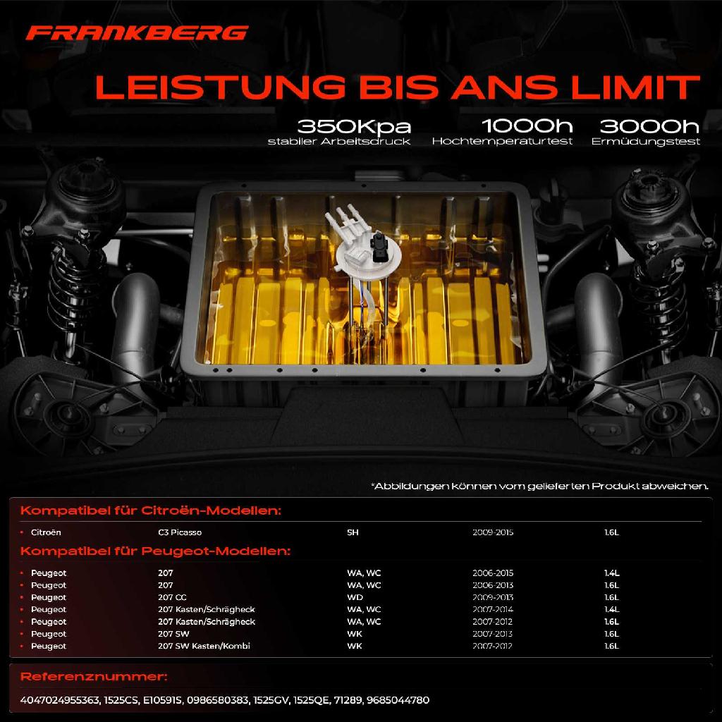 1x Kraftstoffpumpe für Citroën C3 Picasso Peugeot 207 CC Kasten/Schrägheck SW Kasten/Kombi 1.6L 1.4L 2006-2015