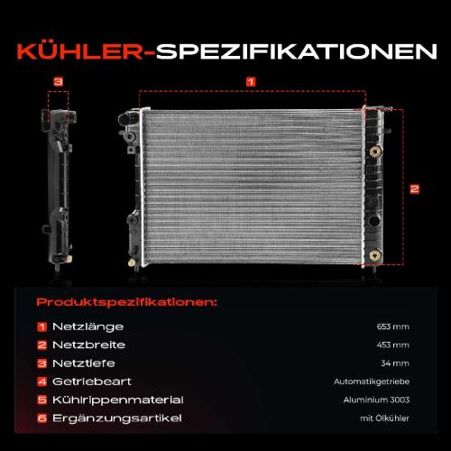 Frankberg 1x Kühler Wasserkühler Motorkühler für Opel Omega B Caravan V94 2.5L 3.0L 2.2L 1994-2003 Bild Frankberg 1x Kühler Wasserkühler Motorkühler für Opel Omega B Caravan V94 2.5L 3.0L 2.2L 1994-2003