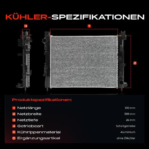 1x Kühler Wasserkühler Motorkühler für Dacia Duster HS Logan II JS Sandero II Bild 1x Kühler Wasserkühler Motorkühler für Dacia Duster HS Logan II JS Sandero II