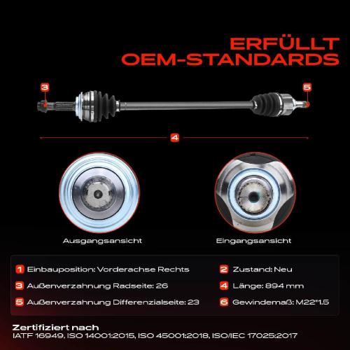 1x Antriebswelle Vorderachse Rechts für Toyota Yaris Kasten/Schrägheck P13 1.3L Bj ab 2011 Bild 1x Antriebswelle Vorderachse Rechts für Toyota Yaris Kasten/Schrägheck P13 1.3L Bj ab 2011