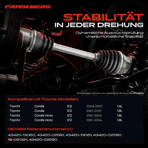 1x Antriebswelle Vorderachse Links für Toyota Corolla E12 2001-2007 Corolla Verso E12 2001-2004 Bild 1x Antriebswelle Vorderachse Links für Toyota Corolla E12 2001-2007 Corolla Verso E12 2001-2004