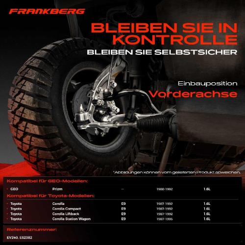 Frankberg 1x Querlenker Satz Vorderachse für GEO Prizm Stufenheck Toyota Corolla Compact Coupe Liftback Station Wagon Bild Frankberg 1x Querlenker Satz Vorderachse für GEO Prizm Stufenheck Toyota Corolla Compact Coupe Liftback Station Wagon