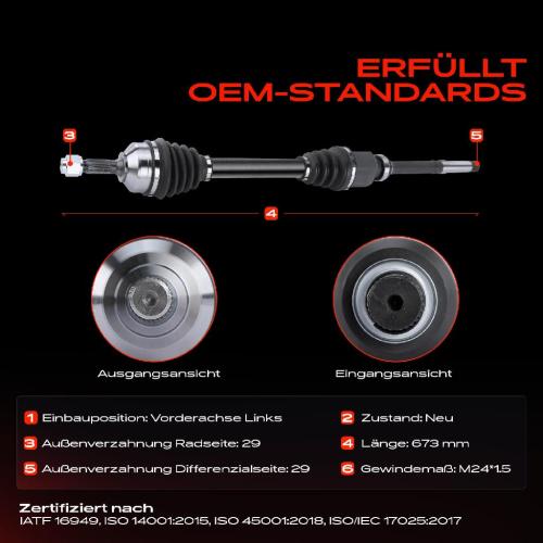 1x Antriebswelle Vorderachse Links für Nissan Murano Z50 3.5L 2003-2008 Bild 1x Antriebswelle Vorderachse Links für Nissan Murano Z50 3.5L 2003-2008