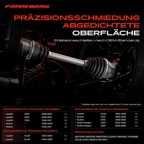 1x Antriebswelle Gelenksatz Vorderachse für Chevrolet Lacetti J200 KLAN Nubira 2003-2013 Bild 1x Antriebswelle Gelenksatz Vorderachse für Chevrolet Lacetti J200 KLAN Nubira 2003-2013