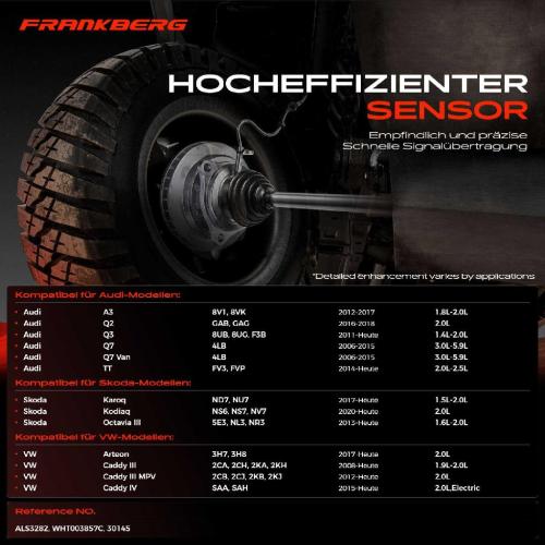 Frankberg 1x ABS Sensor Hinterachse links f r VW Golf VII Variant VIII Arteon Shooting Brake Caddy Alltrack MPV Bild Frankberg 1x ABS Sensor Hinterachse links f r VW Golf VII Variant VIII Arteon Shooting Brake Caddy Alltrack MPV