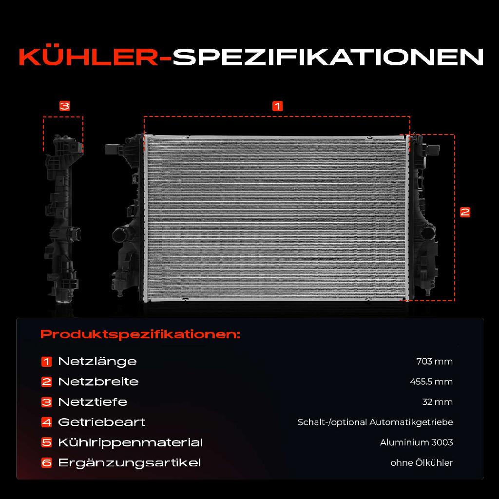 1x Kühler Wasserkühler Motorkühler für Mercedes-Benz GLA H247 GLA35 GLA45 GLA180 200 220 250