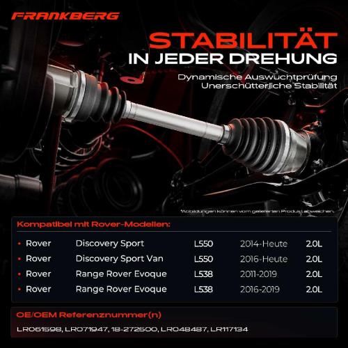 1x Antriebswelle Vorderachse Rechts für Land Rover Discovery Sport Van Range Rover Evoque Cabriolet Bild 1x Antriebswelle Vorderachse Rechts für Land Rover Discovery Sport Van Range Rover Evoque Cabriolet