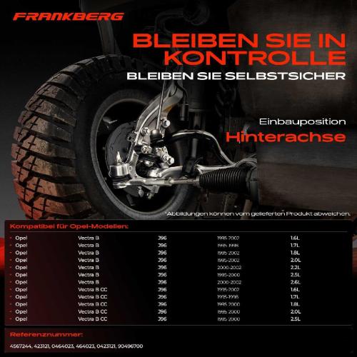 Frankberg 2x Querlenker Hinterachse für Opel Vectra B CC 1.6L 1.7L 1.8L 2.0L 2.2L 2.5L 2.6L 1995-2002 Bild Frankberg 2x Querlenker Hinterachse für Opel Vectra B CC 1.6L 1.7L 1.8L 2.0L 2.2L 2.5L 2.6L 1995-2002