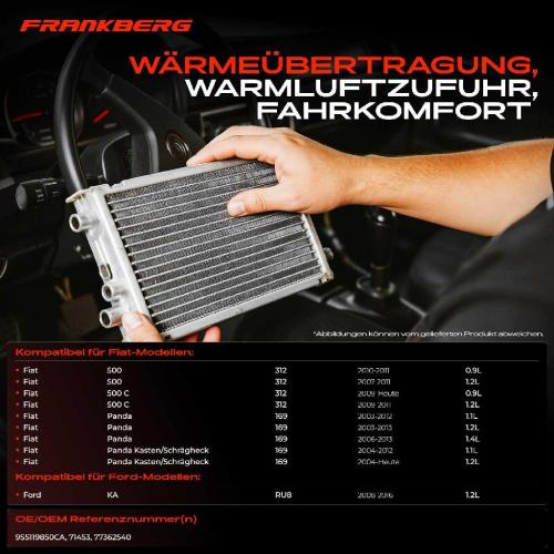 1x Wärmetauscher Innenraumheizung für Fiat 500 312 Panda 169 Ford KA RU8 0.9L-1.4L Bild 1x Wärmetauscher Innenraumheizung für Fiat 500 312 Panda 169 Ford KA RU8 0.9L-1.4L
