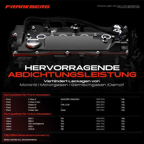 Frankberg 1x Ventildeckel Zylinderkopfhaube für Ford Focus C-Max Volvo S60 V60 V40 V70 S80 Bild Frankberg 1x Ventildeckel Zylinderkopfhaube für Ford Focus C-Max Volvo S60 V60 V40 V70 S80