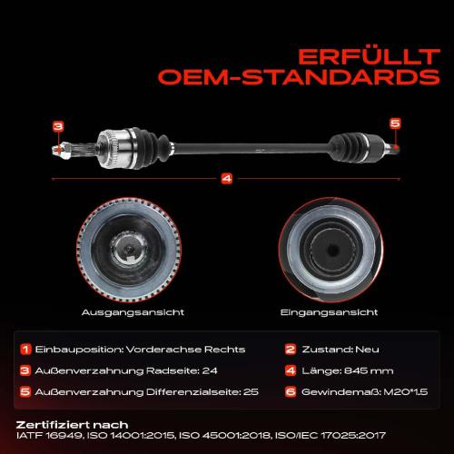 1x Antriebswelle Vorderachse Rechts für Hyundai i10 PA 1.0L 1.1L 2007-2017 Bild 1x Antriebswelle Vorderachse Rechts für Hyundai i10 PA 1.0L 1.1L 2007-2017