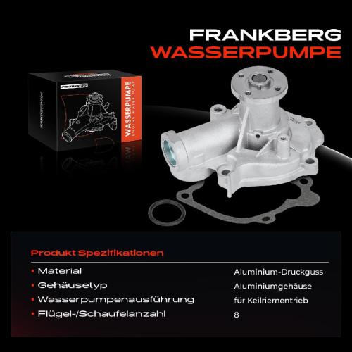 Frankberg 1x Wasserpumpe Kühlwasserpumpe für Hyundai Santa Fé I Sonata 4 Trajet KIA Mitsubishi Bild Frankberg 1x Wasserpumpe Kühlwasserpumpe für Hyundai Santa Fé I Sonata 4 Trajet KIA Mitsubishi