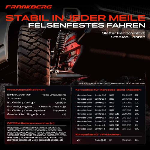 2x Stoßdämpfer Vorderachse für Mercedes-Benz B906 B907 VW Crafter 30-35 30-50 Bj ab 2006 Bild 2x Stoßdämpfer Vorderachse für Mercedes-Benz B906 B907 VW Crafter 30-35 30-50 Bj ab 2006