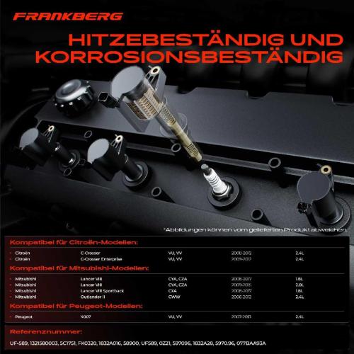 Frankberg 1x Zündmodul Zündspule für Citroën C-Crosser Enterprise Mitsubishi Lancer VIII Sportback Outlander II Bild Frankberg 1x Zündmodul Zündspule für Citroën C-Crosser Enterprise Mitsubishi Lancer VIII Sportback Outlander II