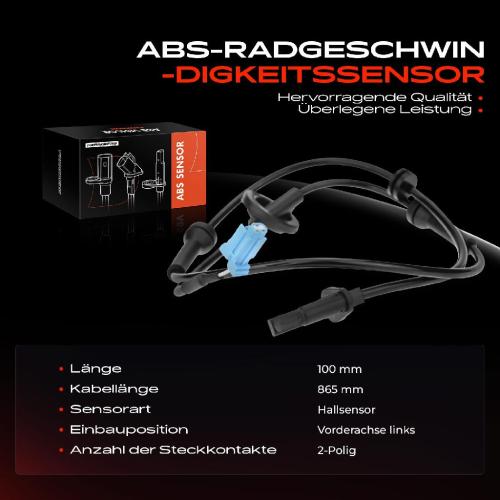 1x ABS Sensor Vorderachse links für Nissan Murano I Z50 3.5L 2003-2008 Bild 1x ABS Sensor Vorderachse links für Nissan Murano I Z50 3.5L 2003-2008
