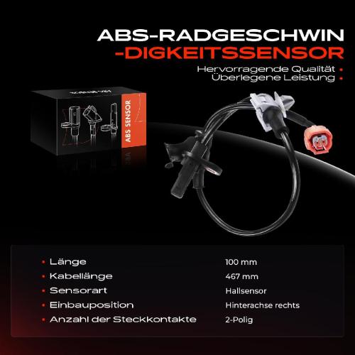 1x ABS Sensor Hinterachse rechts für Honda Accord VII CL CN 2.0L 2.2L 2.4L 2003-2008 Bild 1x ABS Sensor Hinterachse rechts für Honda Accord VII CL CN 2.0L 2.2L 2.4L 2003-2008