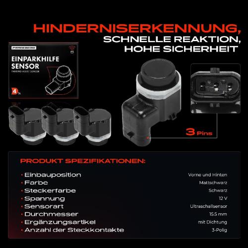 4x Parksensor PDC Sensor Vorne und Hinten für Volvo S60 134 S80 124 XC60 156 XC70 Bild 4x Parksensor PDC Sensor Vorne und Hinten für Volvo S60 134 S80 124 XC60 156 XC70