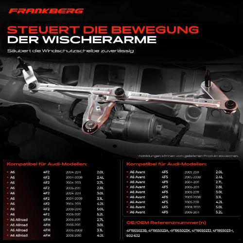 Frankberg 1x Wischergestänge Vorne für Audi A6 4F C6 2004-2011 Bild Frankberg 1x Wischergestänge Vorne für Audi A6 4F C6 2004-2011