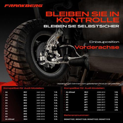 1x Querlenker Satz Vorderachse für Audi A4 Allroad Avant A5 Cabriolet Sportback A6 A7 Q5 2.7L 3.0L 2007-2018 Bild 1x Querlenker Satz Vorderachse für Audi A4 Allroad Avant A5 Cabriolet Sportback A6 A7 Q5 2.7L 3.0L 2007-2018