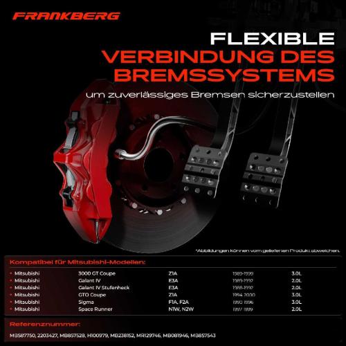 1x Bremsschlauch Bremsschläuche Vorderachse oder Hinterachse für Mitsubishi 3000 GT Galant IV E3 A GTO Sigma Space Bild 1x Bremsschlauch Bremsschläuche Vorderachse oder Hinterachse für Mitsubishi 3000 GT Galant IV E3 A GTO Sigma Space