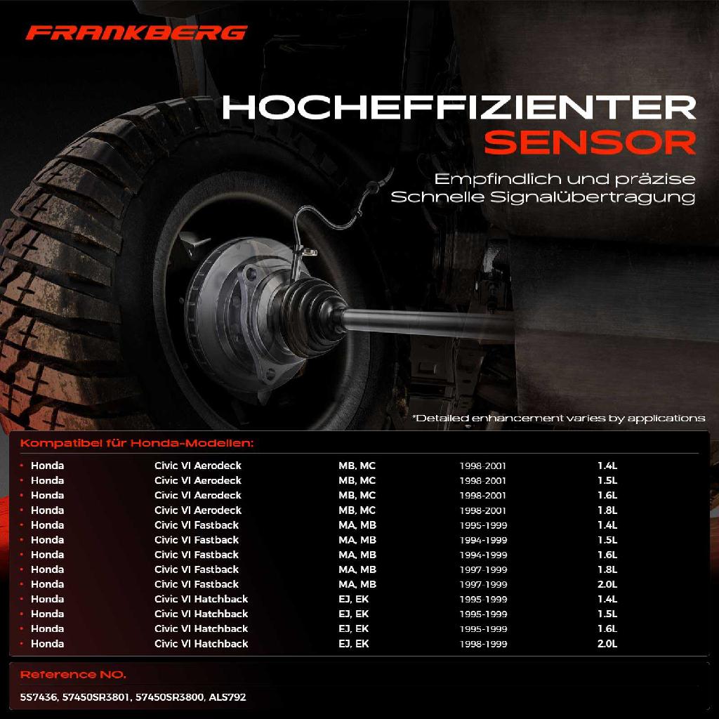 1x ABS Sensor Vorderachse rechts für Honda Civic VI Aerodeck Fastback Hatchback 1.4L 1994-2001