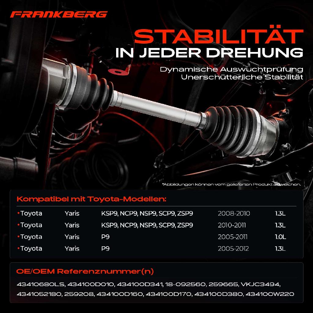 1x Antriebswelle Vorderachse Rechts für Toyota Yaris KSP9 NCP9 NSP9 SCP9 ZSP9 P9