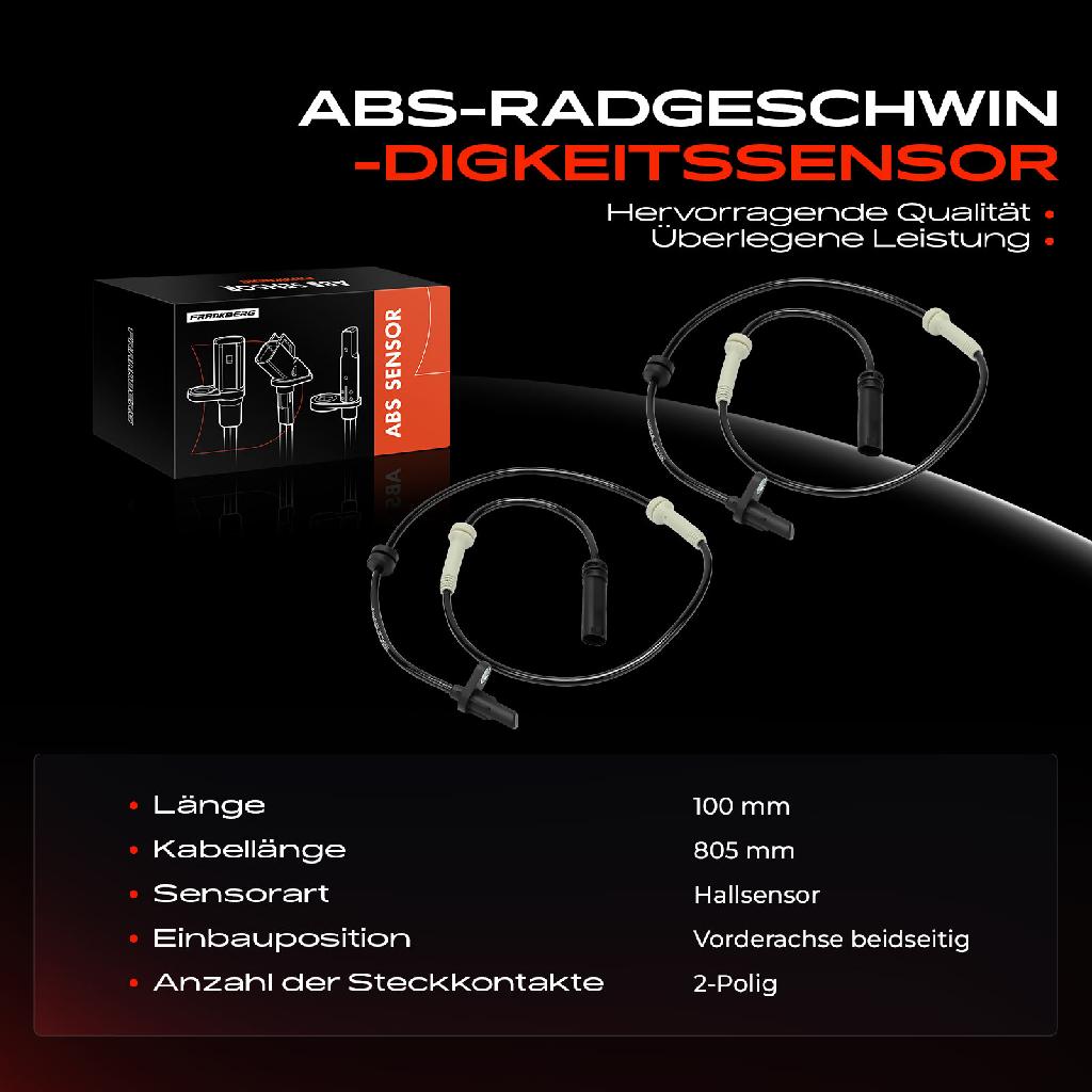 2x ABS Sensor Vorderachse beidseitig für BMW G31 F90 G30 G32 G11 G12 F91 G14 F92 G15 F93 G16 Bj ab 2015