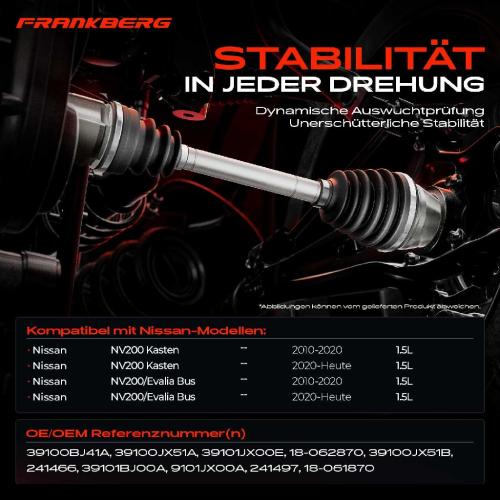 1x Antriebswelle Vorderachse Rechts für Nissan NV200 Kasten Bus Evalia Bus 1.5L Bj ab 2010 Bild 1x Antriebswelle Vorderachse Rechts für Nissan NV200 Kasten Bus Evalia Bus 1.5L Bj ab 2010