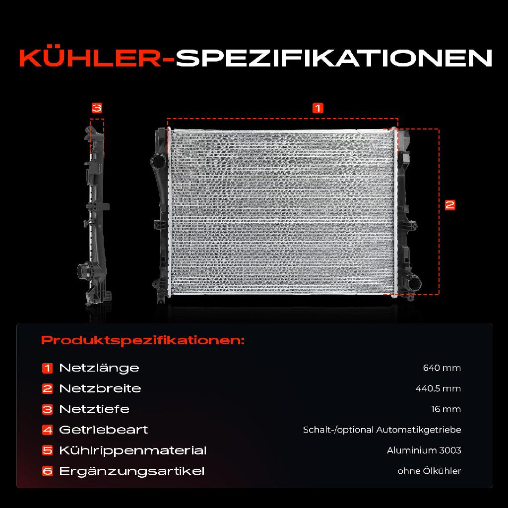 1x Kühler Wasserkühler Motorkühler für Mercedes-Benz C-Klasse W205 A205 C205 S205