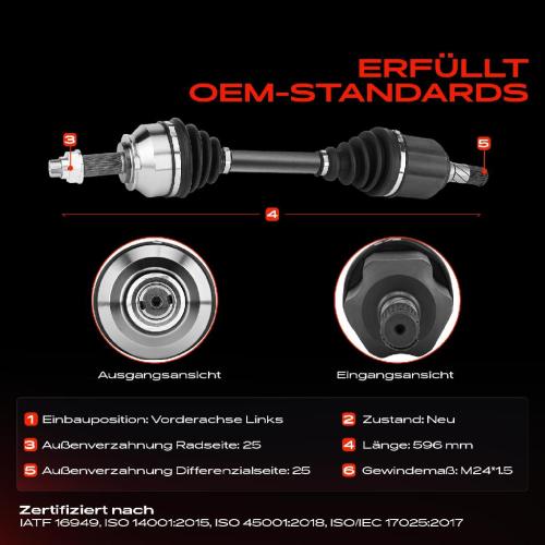 Frankberg 1x Antriebswelle Vorderachse Links für Opel Combo Kasten/MPV Tour Fiat Doblo Pritsche/Fahrgestell Bild Frankberg 1x Antriebswelle Vorderachse Links für Opel Combo Kasten/MPV Tour Fiat Doblo Pritsche/Fahrgestell