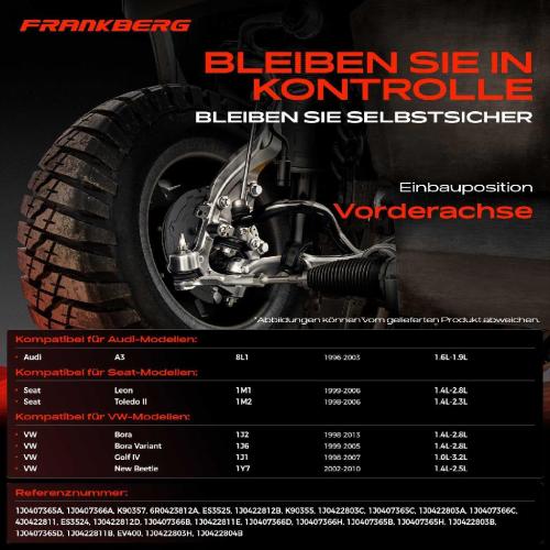 Frankberg 1x Querlenker Satz Vorderachse für VW Bora Variant Golf IV New Beetle Cabriolet Audi A3 Seat Leon Toledo II Bild Frankberg 1x Querlenker Satz Vorderachse für VW Bora Variant Golf IV New Beetle Cabriolet Audi A3 Seat Leon Toledo II