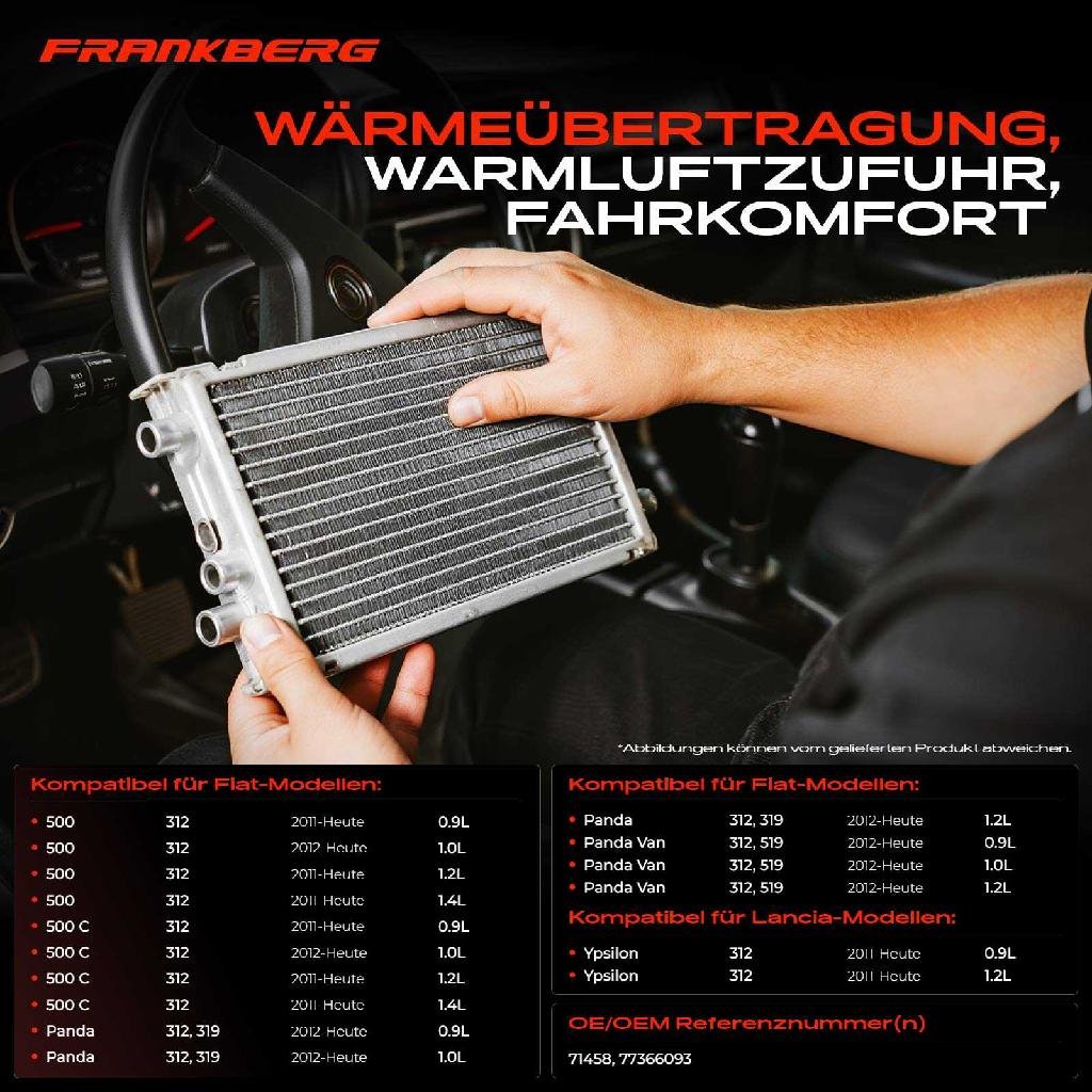 1x Wärmetauscher Innenraumheizung für Fiat 500 312 Panda 319 519 Lancia Ypsilon