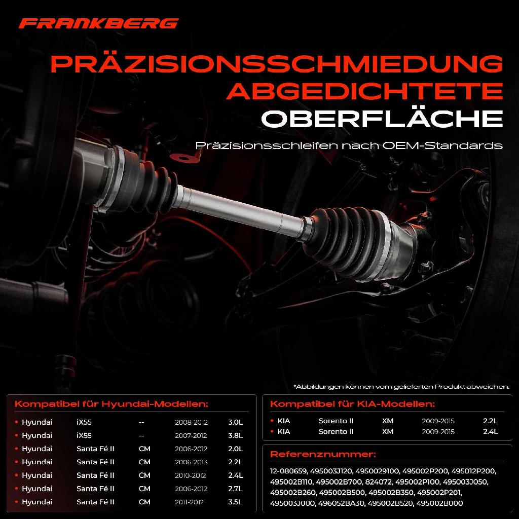 1x Antriebswelle Gelenksatz Vorderachse für Hyundai Santa Fé II CM iX55 KIA Sorento II