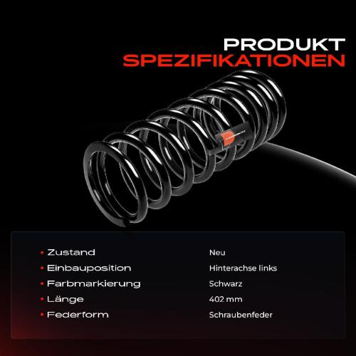 1x Fahrwerksfeder Hinterachse links für Land Rover Discovery II L318 LT 2.5L 4.0L 1998-2002 Bild 1x Fahrwerksfeder Hinterachse links für Land Rover Discovery II L318 LT 2.5L 4.0L 1998-2002