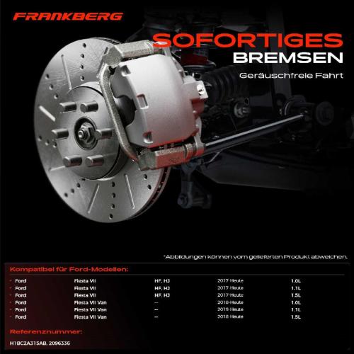 Frankberg 2x Bremsscheiben Hinterachse für Ford Fiesta VII Van 1.0L 1.1L 1.5L Bj ab 2017 Bild Frankberg 2x Bremsscheiben Hinterachse für Ford Fiesta VII Van 1.0L 1.1L 1.5L Bj ab 2017