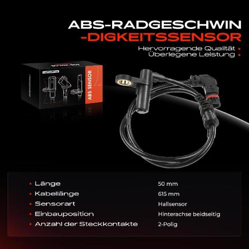 1x ABS Sensor Hinterachse beidseitig für Mercedes-Benz S-Klasse V220 W220 S-Klasse Coupe C215 2002-2006 Bild 1x ABS Sensor Hinterachse beidseitig für Mercedes-Benz S-Klasse V220 W220 S-Klasse Coupe C215 2002-2006