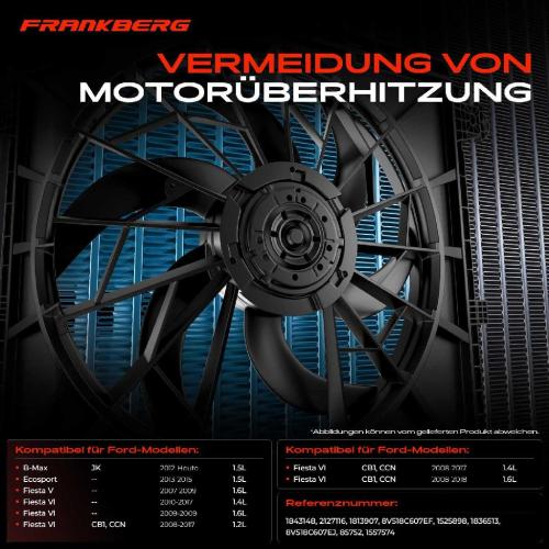 1x Motorkühller Einfachlüfter mit Kühlerlüfterrahmen Ford B-Max Fiesta VI Van Ecosport Bj ab 2008 Bild 1x Motorkühller Einfachlüfter mit Kühlerlüfterrahmen Ford B-Max Fiesta VI Van Ecosport Bj ab 2008