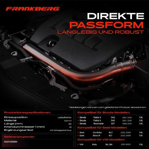 Frankberg 1x Kühlerschlauch Turboschlauch für Seat Cordoba Ibiza III Skoda Fabia II II Combi Roomster VW Polo Bild Frankberg 1x Kühlerschlauch Turboschlauch für Seat Cordoba Ibiza III Skoda Fabia II II Combi Roomster VW Polo