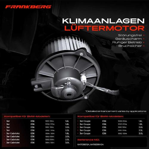Frankberg 1x Gebläsemotor Innenraumgebläse für BMW E36 316i 318i 320i 325i M3 Bild Frankberg 1x Gebläsemotor Innenraumgebläse für BMW E36 316i 318i 320i 325i M3