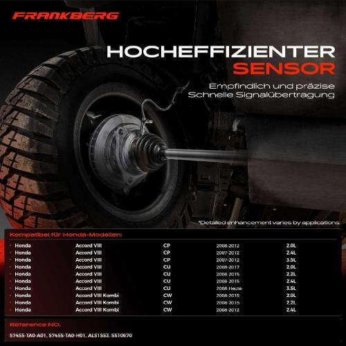 Frankberg 1x ABS Sensor Vorderachse links für Honda Accord VIII CP CU Accord VIII Kombi CW 2.0L 2.4L 3.5L 2.2L Bj ab 2007 Bild Frankberg 1x ABS Sensor Vorderachse links für Honda Accord VIII CP CU Accord VIII Kombi CW 2.0L 2.4L 3.5L 2.2L Bj ab 2007