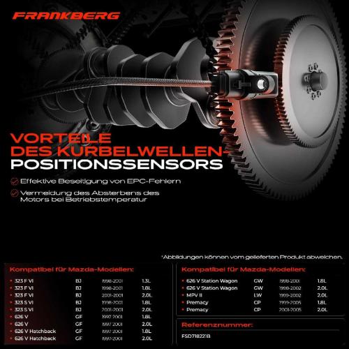 1x Kurbelwellensensor Impulsgeber für Mazda 323 VI 626 V MPV II Premacy Bild 1x Kurbelwellensensor Impulsgeber für Mazda 323 VI 626 V MPV II Premacy