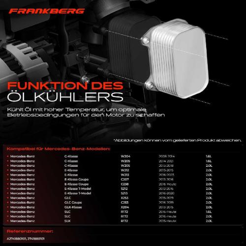 1x Ölkühler Motoröl für Mercedes-Benz C-Klasse W205 E-Klasse W212 GLC X253 SLC R172 Bild 1x Ölkühler Motoröl für Mercedes-Benz C-Klasse W205 E-Klasse W212 GLC X253 SLC R172