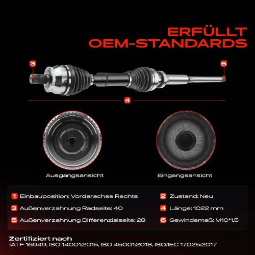 1x Antriebswelle Vorderachse Rechts für Volvo XC90 I 2.4 3.2 4.4 2005-2014 Bild 1x Antriebswelle Vorderachse Rechts für Volvo XC90 I 2.4 3.2 4.4 2005-2014