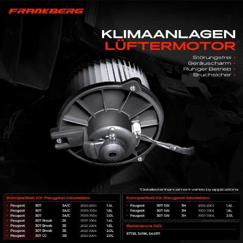 1x Gebläsemotor Innenraumgebläse für Peugeot 307 3A/C 2000-2004 3B 3E 3H 2002-2004 Bild 1x Gebläsemotor Innenraumgebläse für Peugeot 307 3A/C 2000-2004 3B 3E 3H 2002-2004